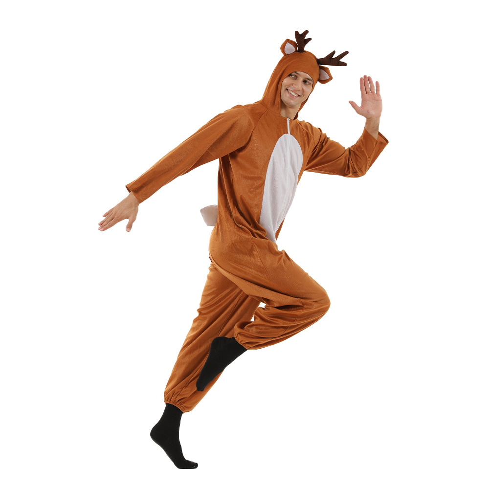 (170-180cm) Christmas Erwachsenen Kostüm Plüsch Weihnachts Pyjama Overall Verkleidung für Motto Partys - Rentier