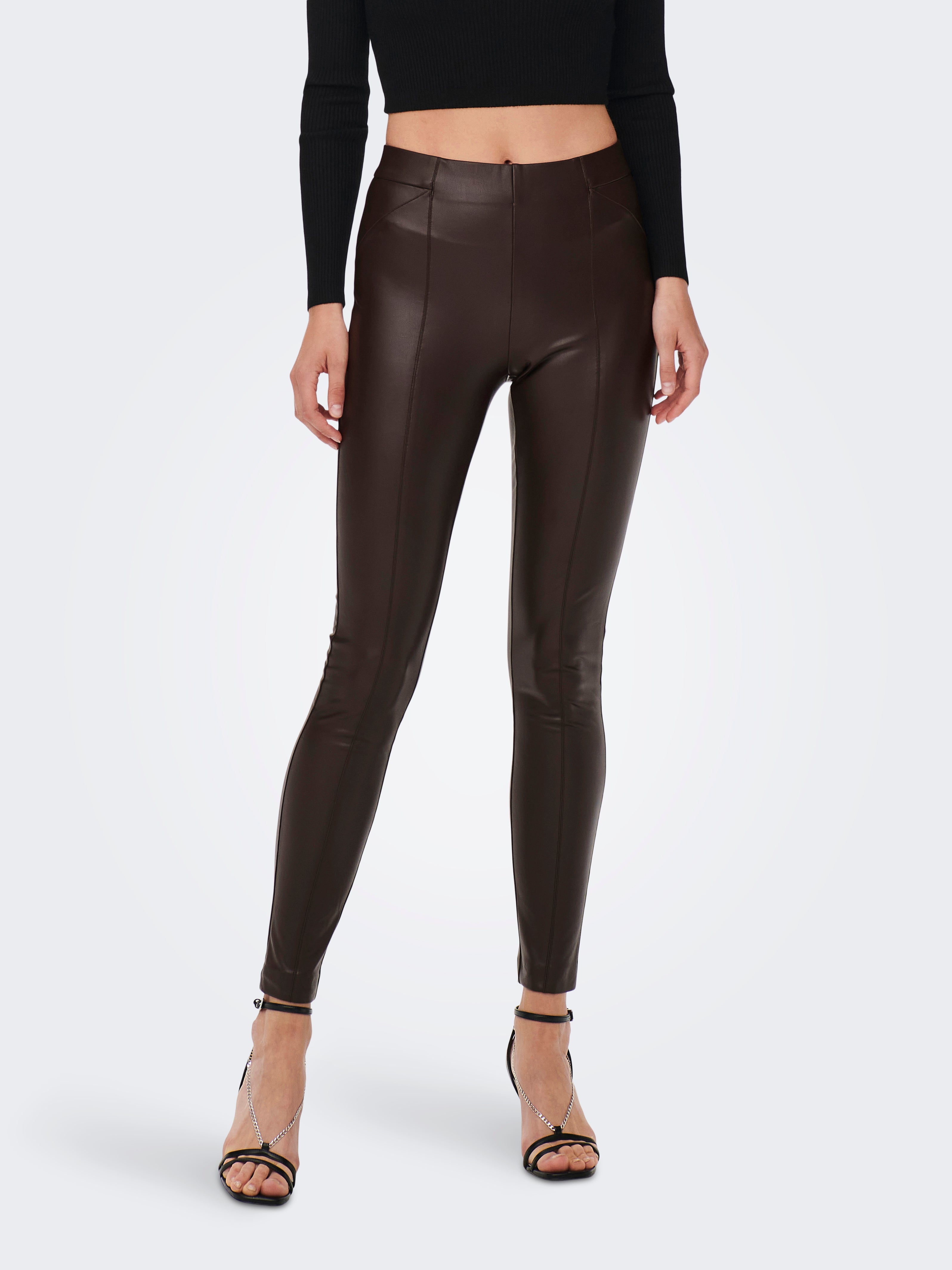 ONLJESSIE Slim Fit Hose in Lederoptik Mulch