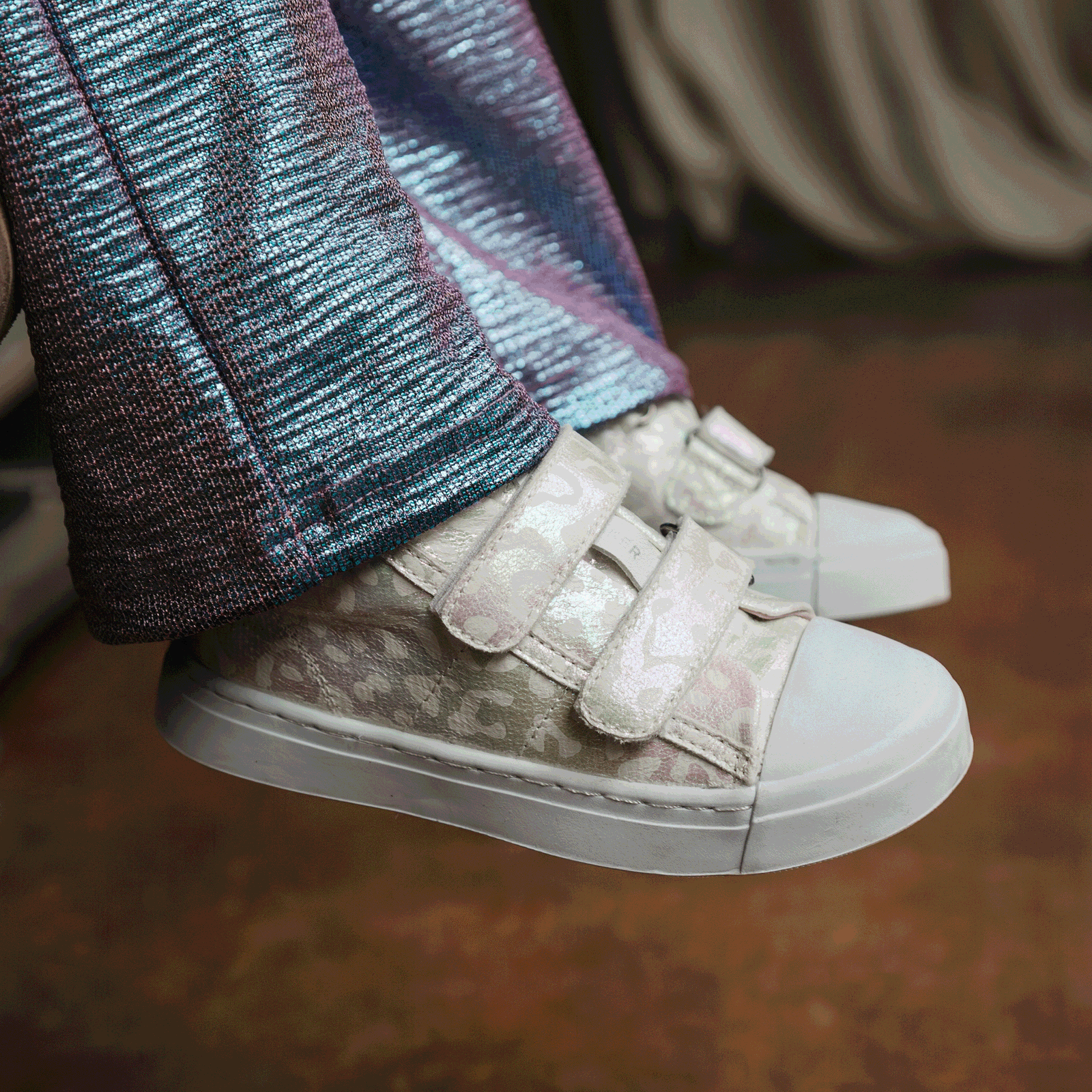 Shoesme metallic witte sneaker Metallic, Microfiber leer | Meisjes schoenen
