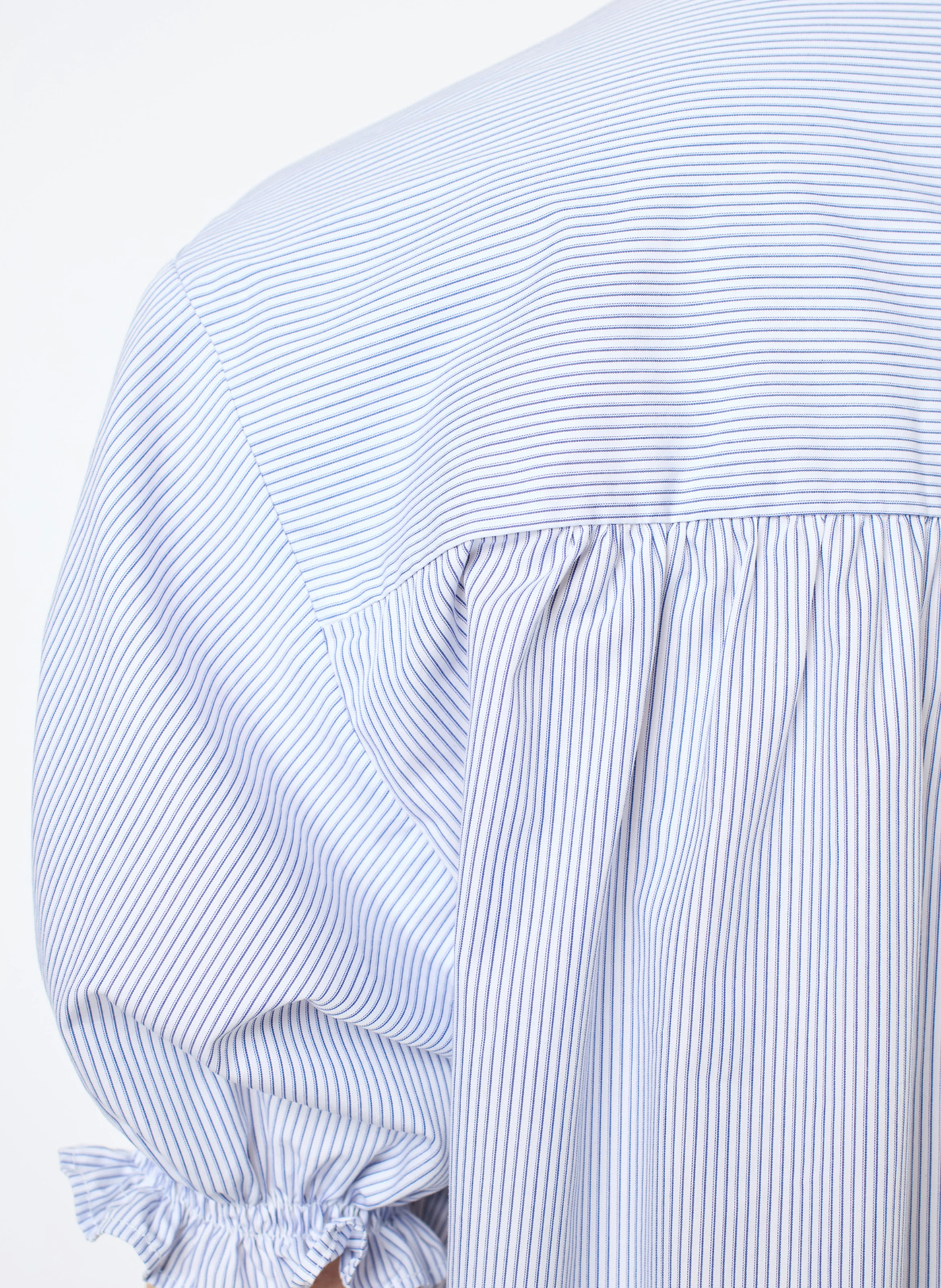 BAO - Blouse col montant en coton rayé | Bleu