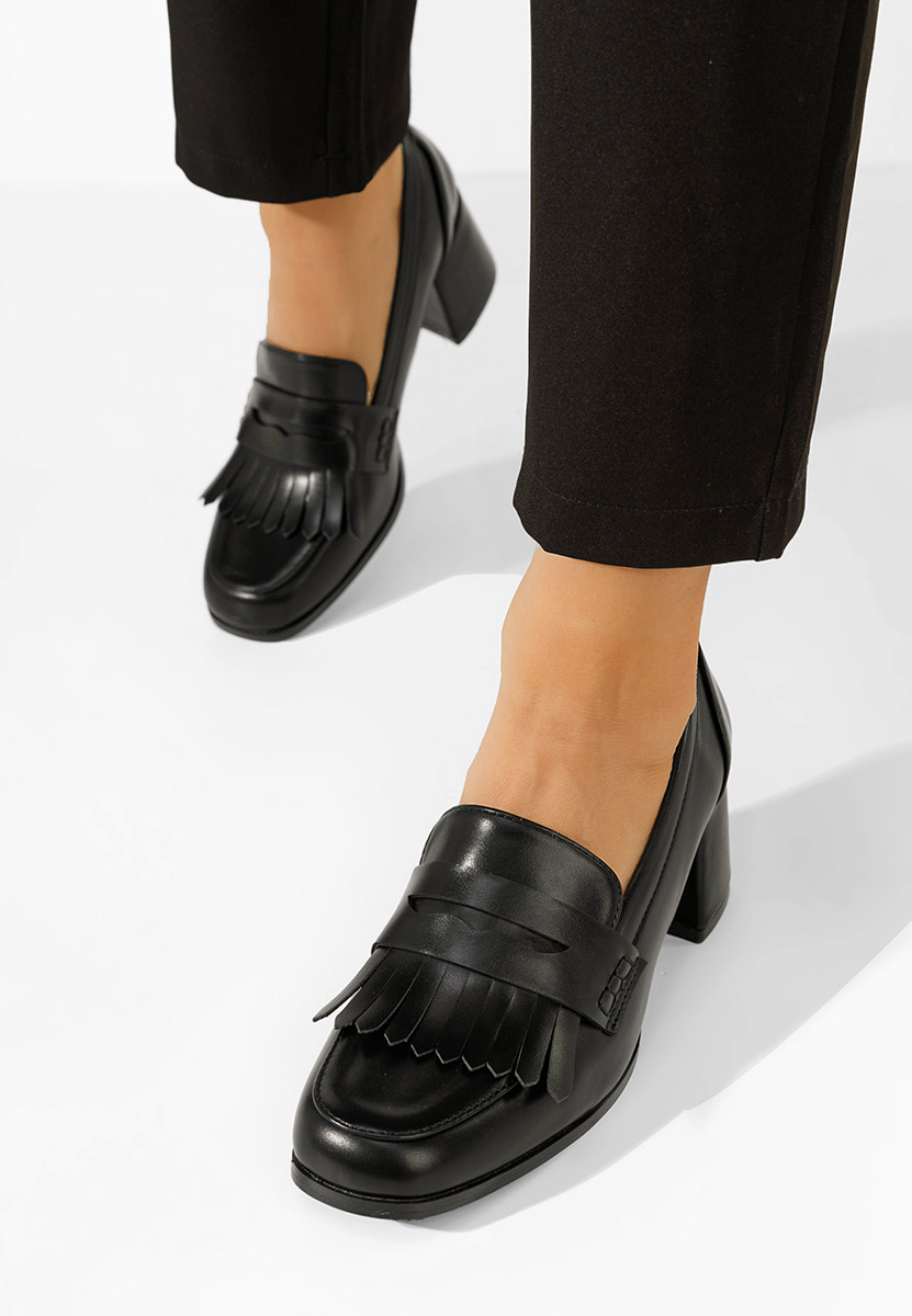 Mocassins à talon noirs Solina