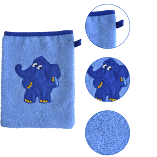 Smithy Waschhandschuh ELEFANT 14 x 23 cm blau