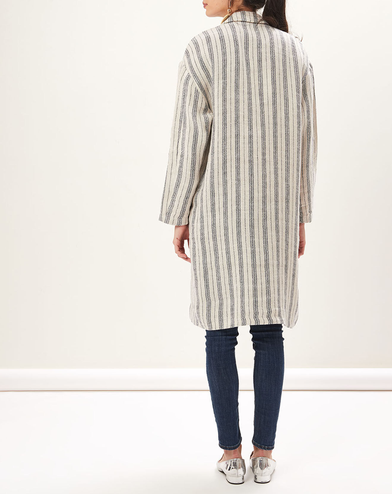 Hartford Veste longue 100% Lin Valino bleu/blanc