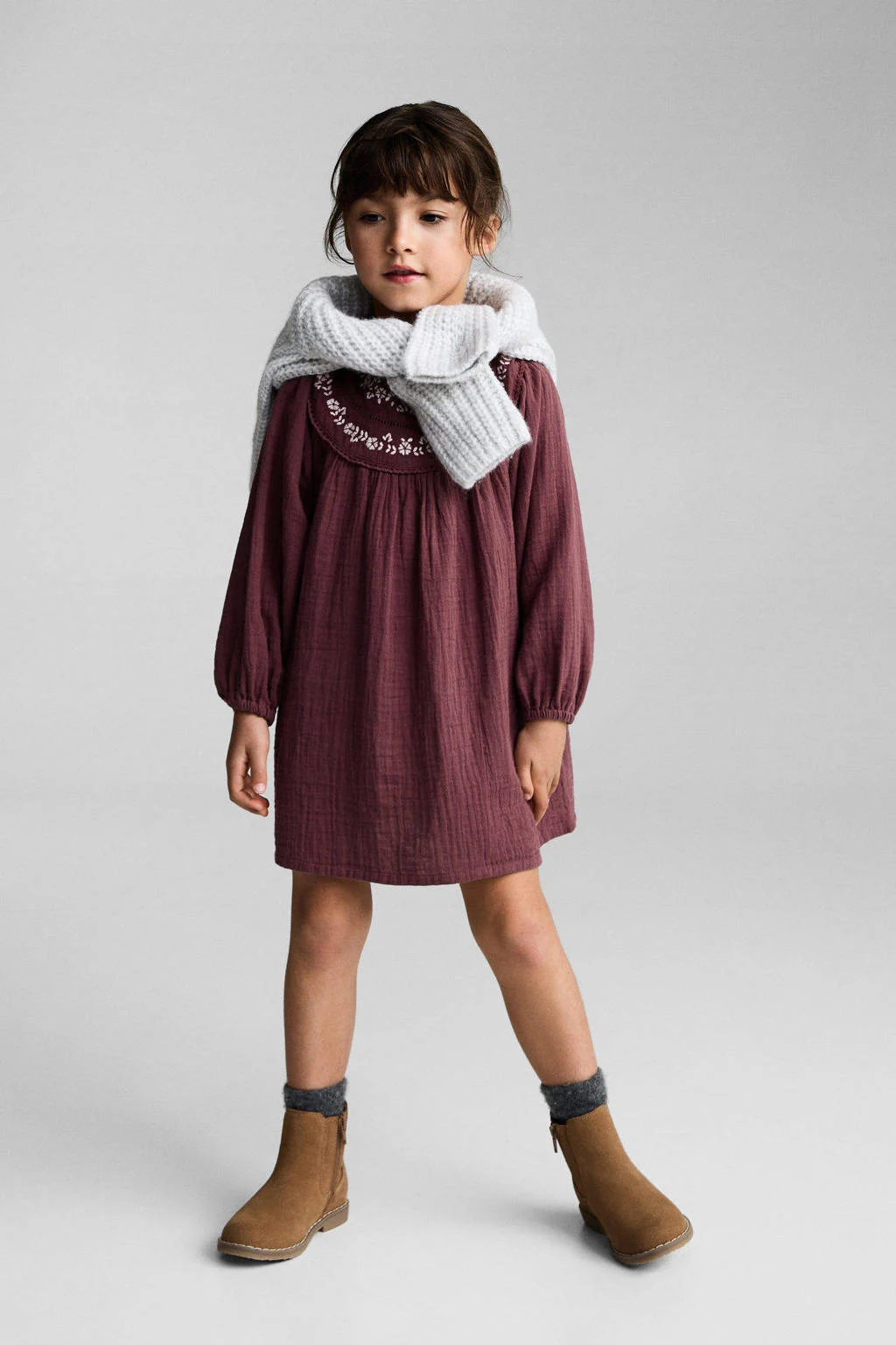 Mango Kids A-lijn jurk donkerrood