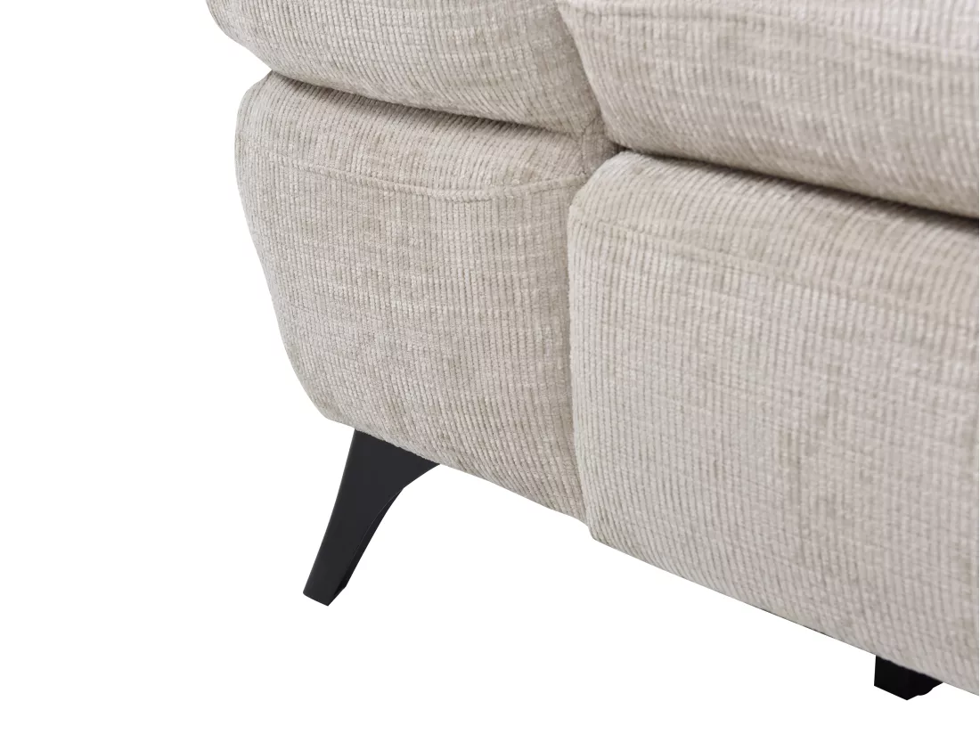 Canapé d'angle droit convertible en tissu texturé beige SURDELI