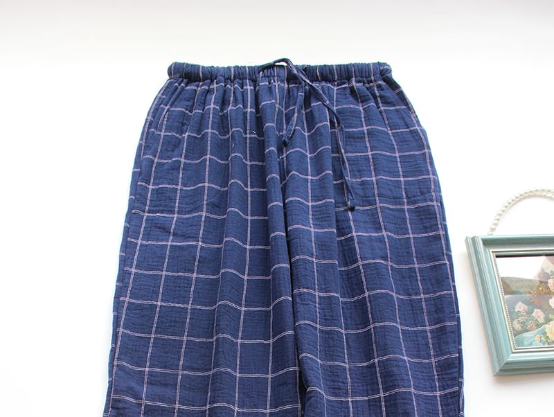 Dogini - Geruite pyjamabroek met trekkoordtaille
