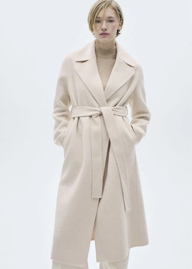 MANGO Belt handmade coat Light beige