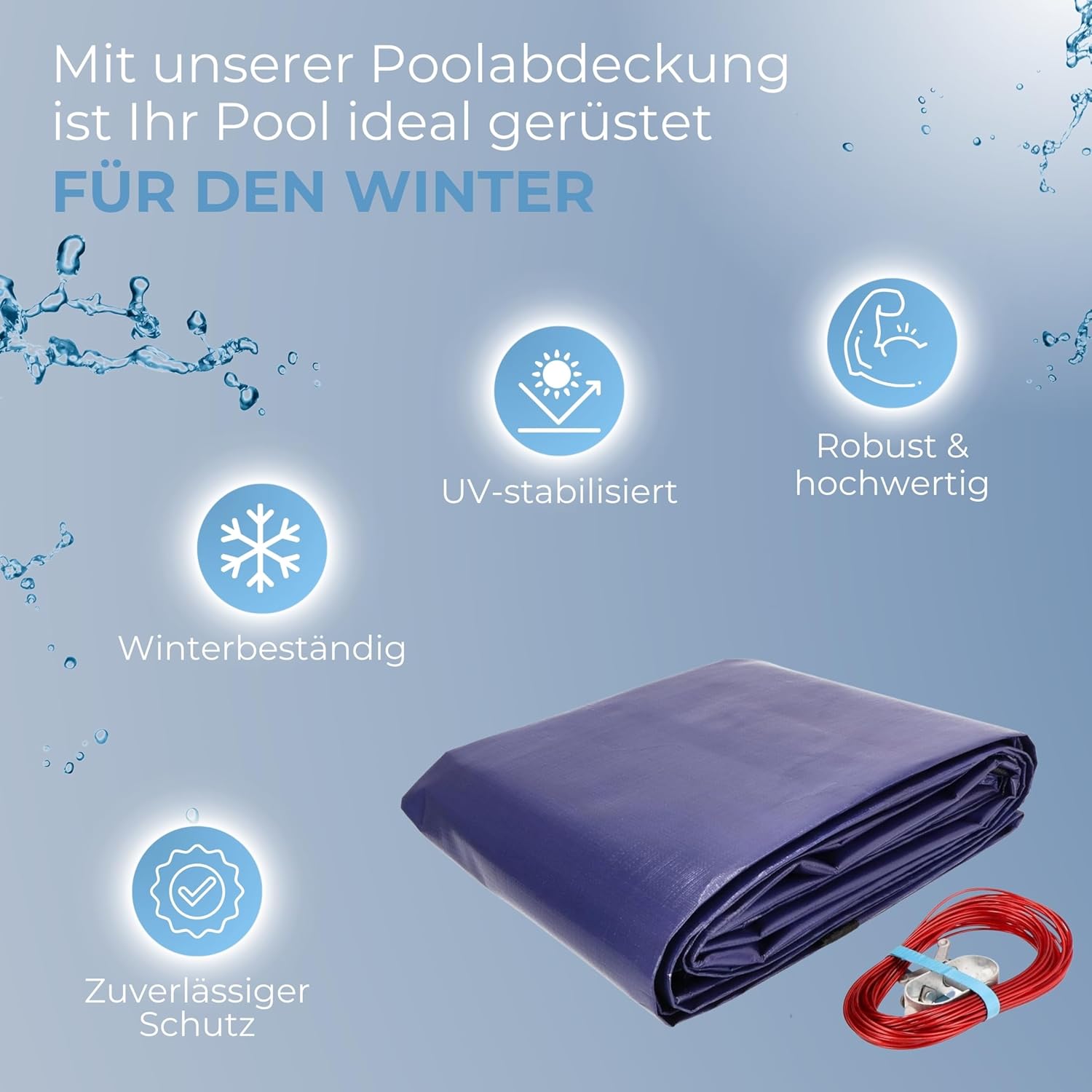 Duraol Poolabdeckung rechteckig I 8,00 x 4,00 m I Hochwertige Poolplane rechteckig mit Materialstärke 300g/m² I Robuste Schwimmbad Abdeckung mit Randverstärkung I Beidseitig beschichtet & wasserdicht