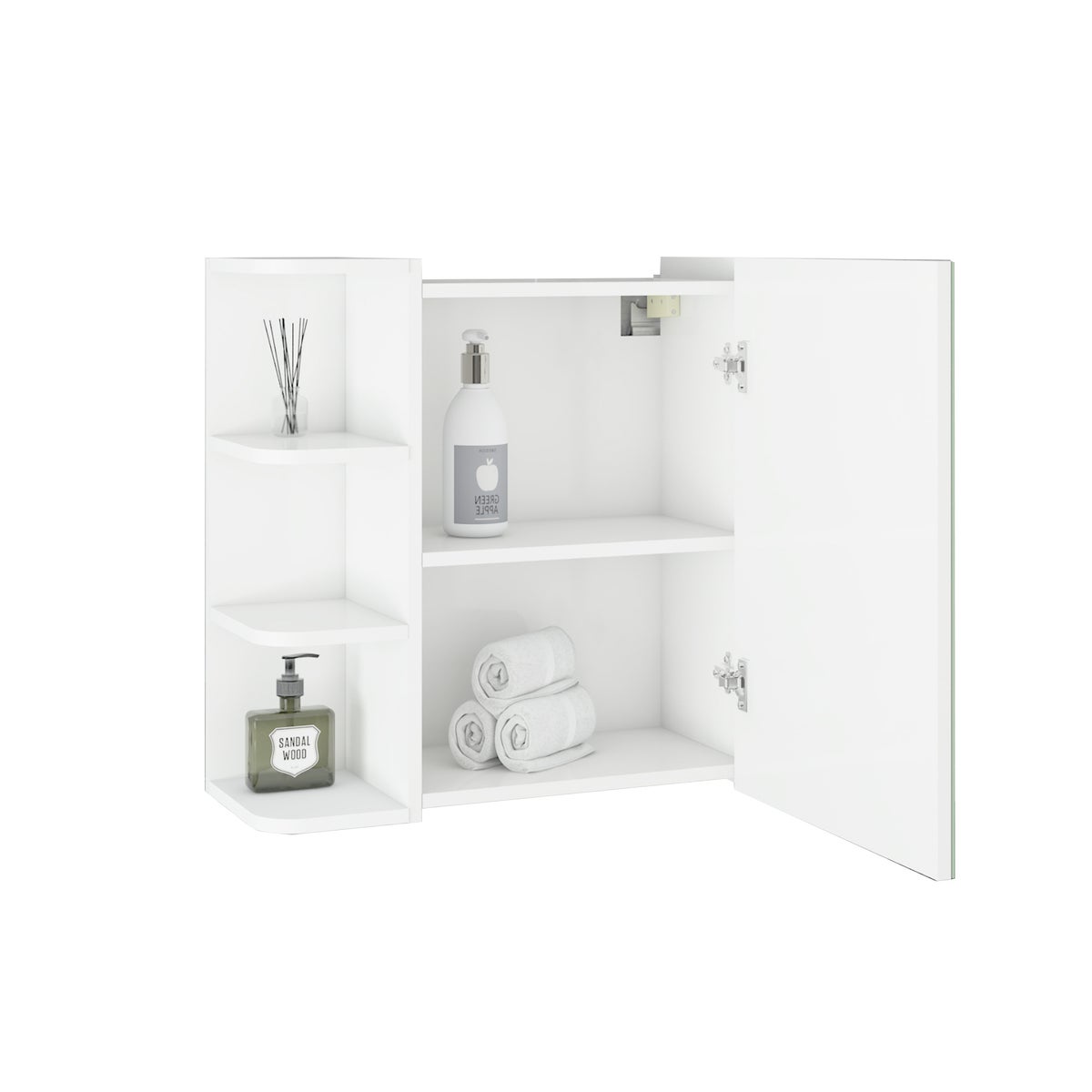 ML-Design 2-delige badkamermeubelset, badkamermeubelset, wastafelmeubel met onderkast, spiegelkast, wandkast, badkamerkast, moderne stijl, wit, hout, opbergruimte