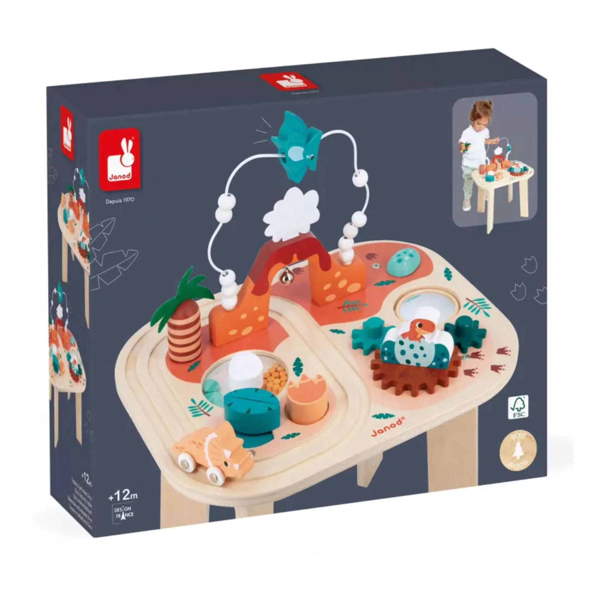 Janod Table d'Activités en Bois - Dino