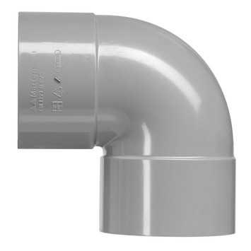 Martens bocht 90° PVC grijs 2x lijmverbinding 125x125 mm