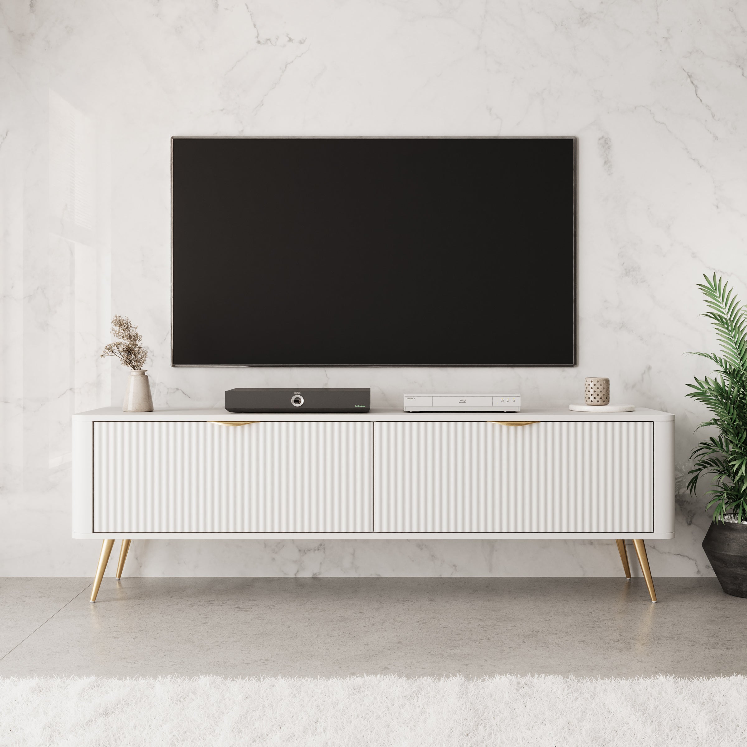 Lima - TV-Meubel - Wit - 163x38x51 cm
