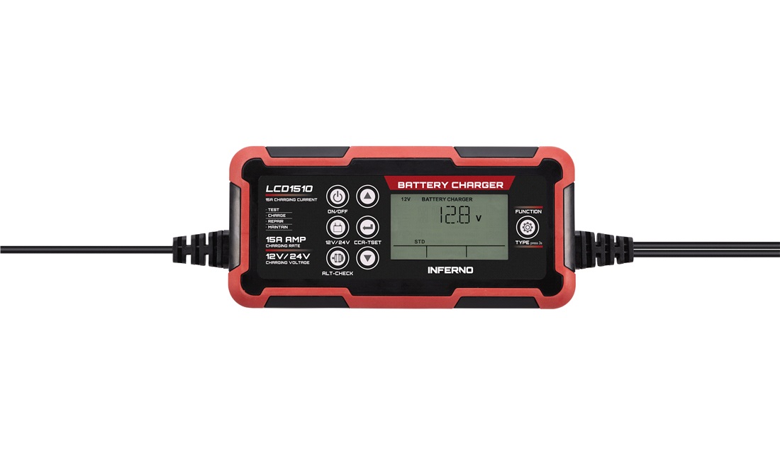 Inferno LCD 12/24V 7.5/15A Batterilader