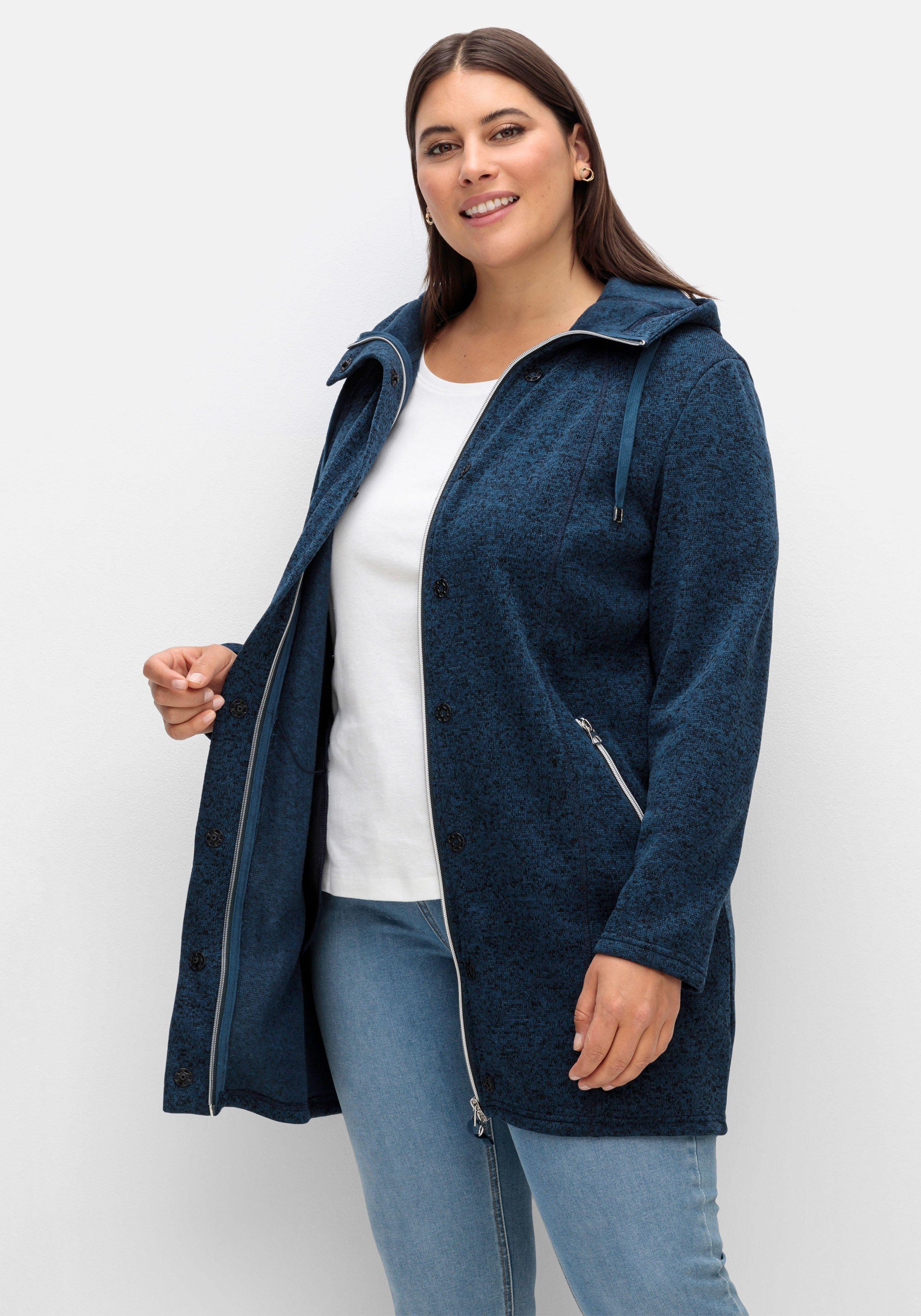 Fleecejacke mit Kapuze, in Melange-Optik