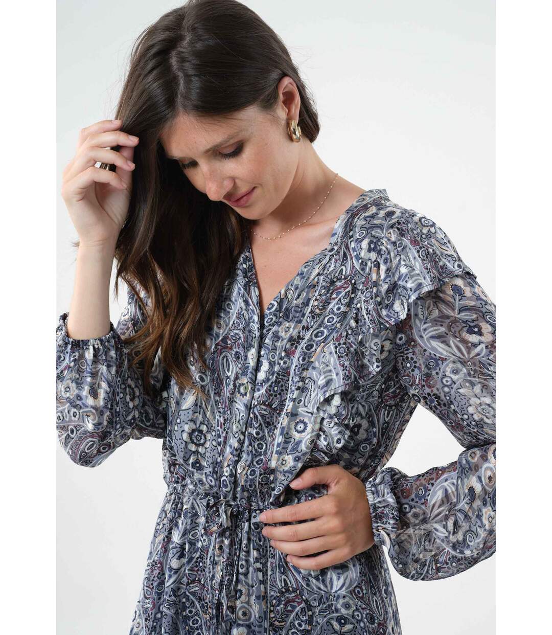 Robe longue à motif LISANDRE