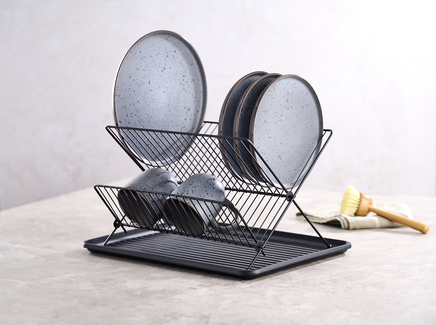 Clean oppvaskstativ Sort metall. B:43 cm