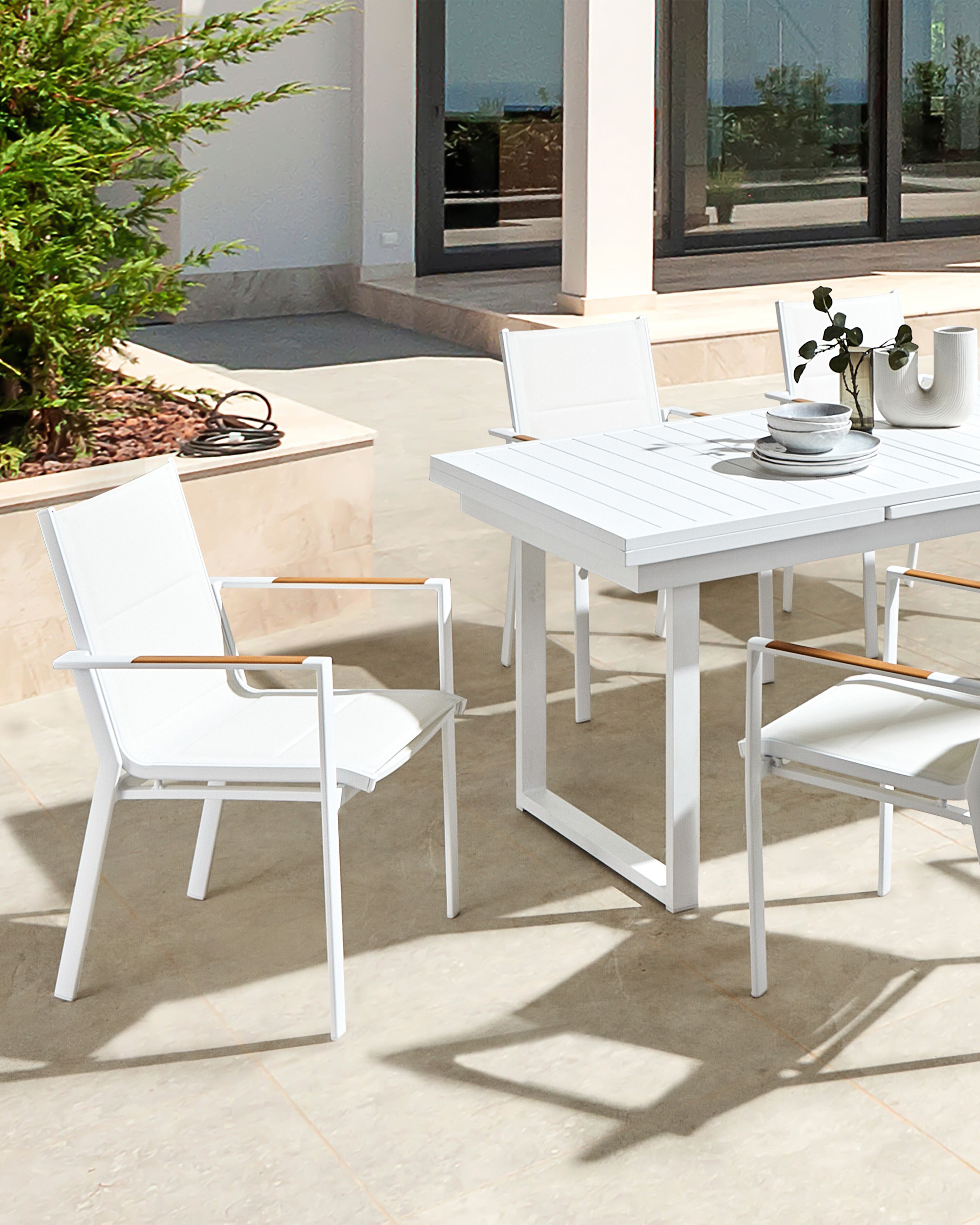 Set van 4 tuinstoelen BUSSETO Metaal Wit