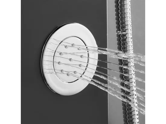 AURALUMMAX Colonne Douche Noir LED Panneau douche pour Salle Bain Hydromassages Système Douchemultifonctionnel colonne murale 6 Grandes Buses Massants