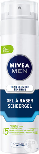 Nivea Men Sensitive Gel À Raser Protection Contre Les 5 Signes D'Irritation Peaux Sensibles 200ml