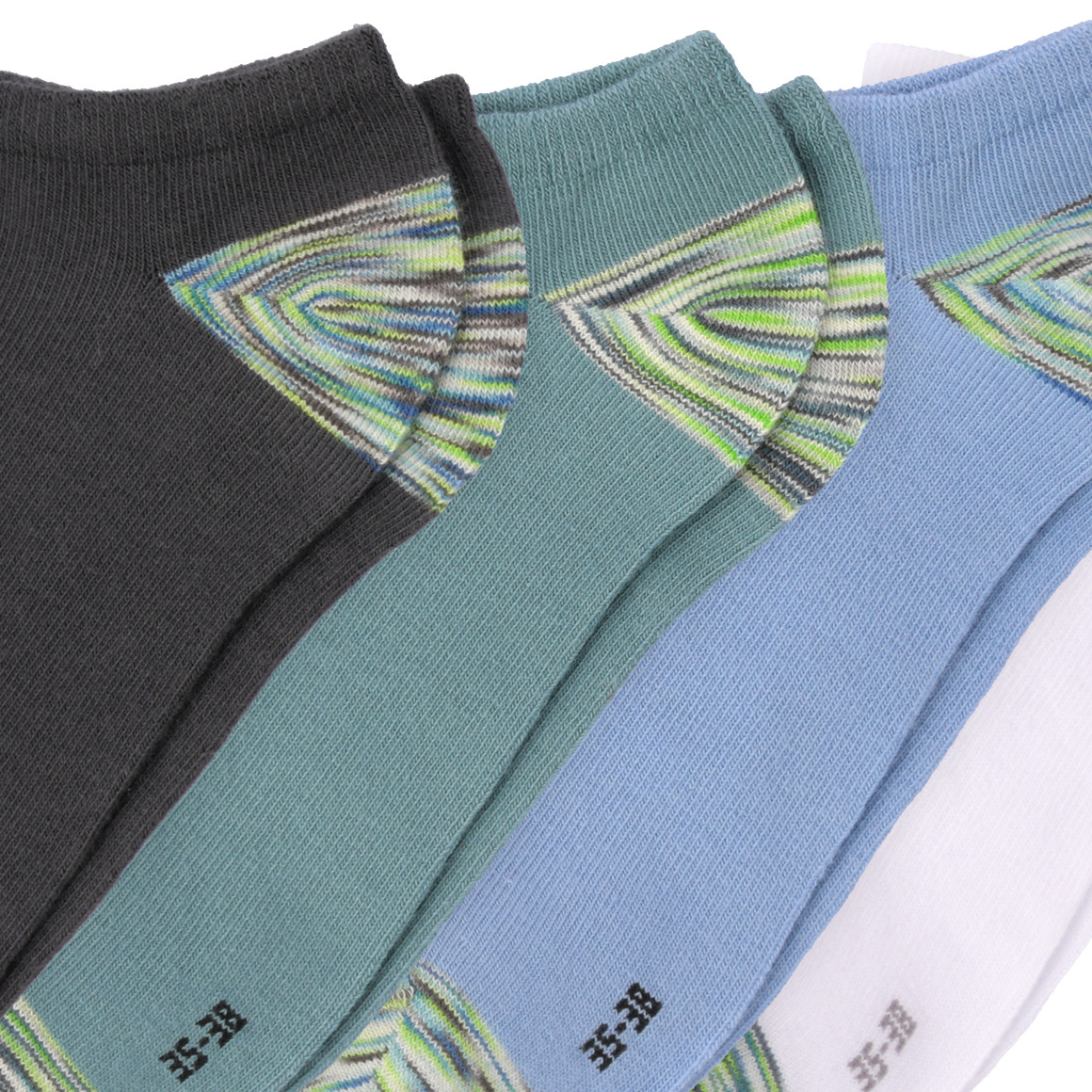 4 Paar Jungen Sneaker-Socken im Set dunkelgrün / weiss / hellblau