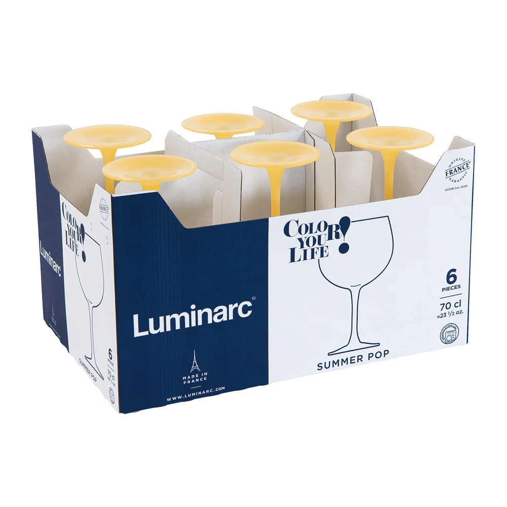 Boîte de 6 verres à pied Summer Pop 70 cl mimosa Luminarc