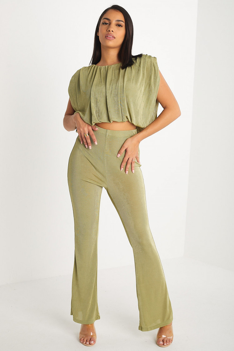 Ensemble 2 pièces top + pantalon kaki