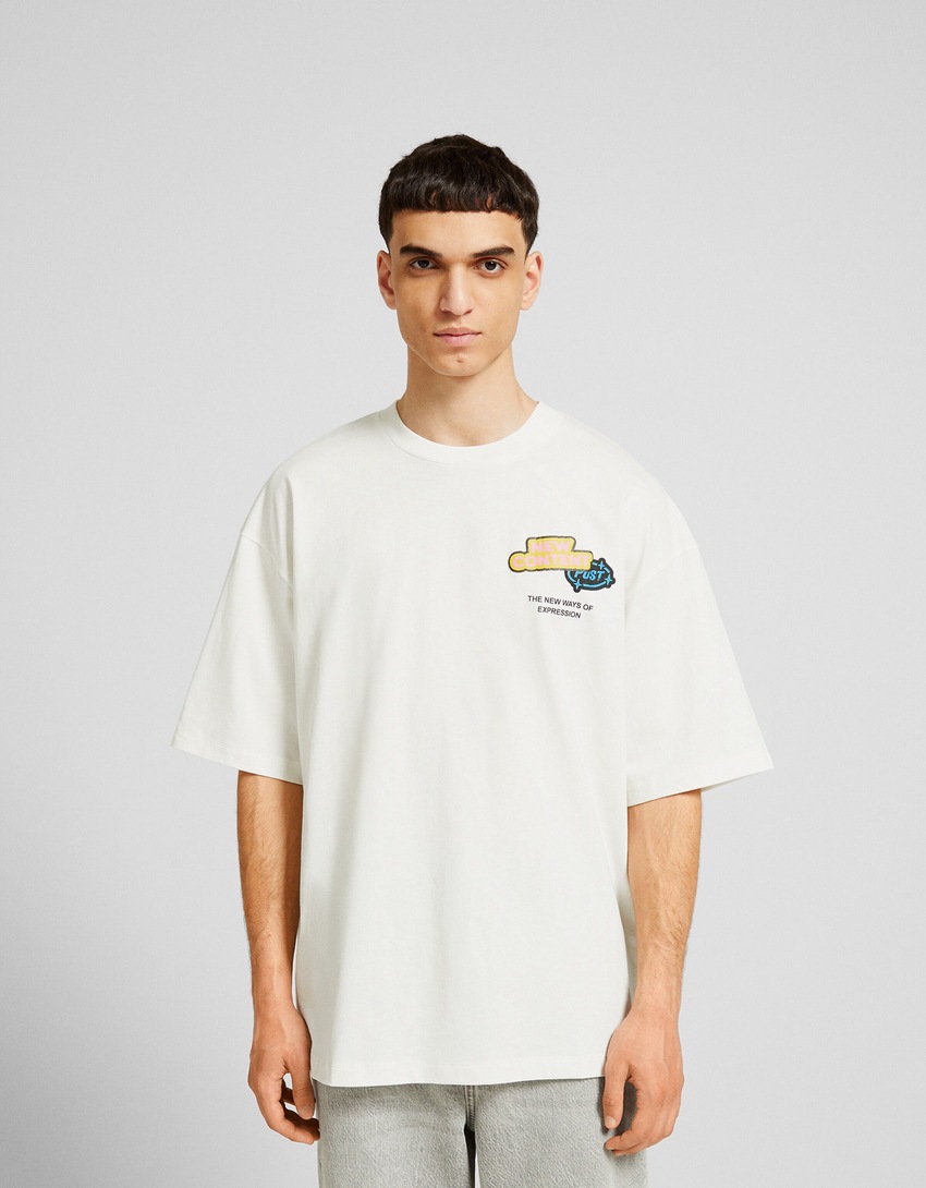 Camiseta de manga curta extra larga com estampa