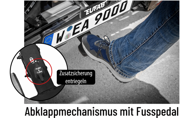Eufab Bike Lift Fahrradträger für 2 Fahrräder auf der Anhängerkupplung schwarz, E-Bike geeignet