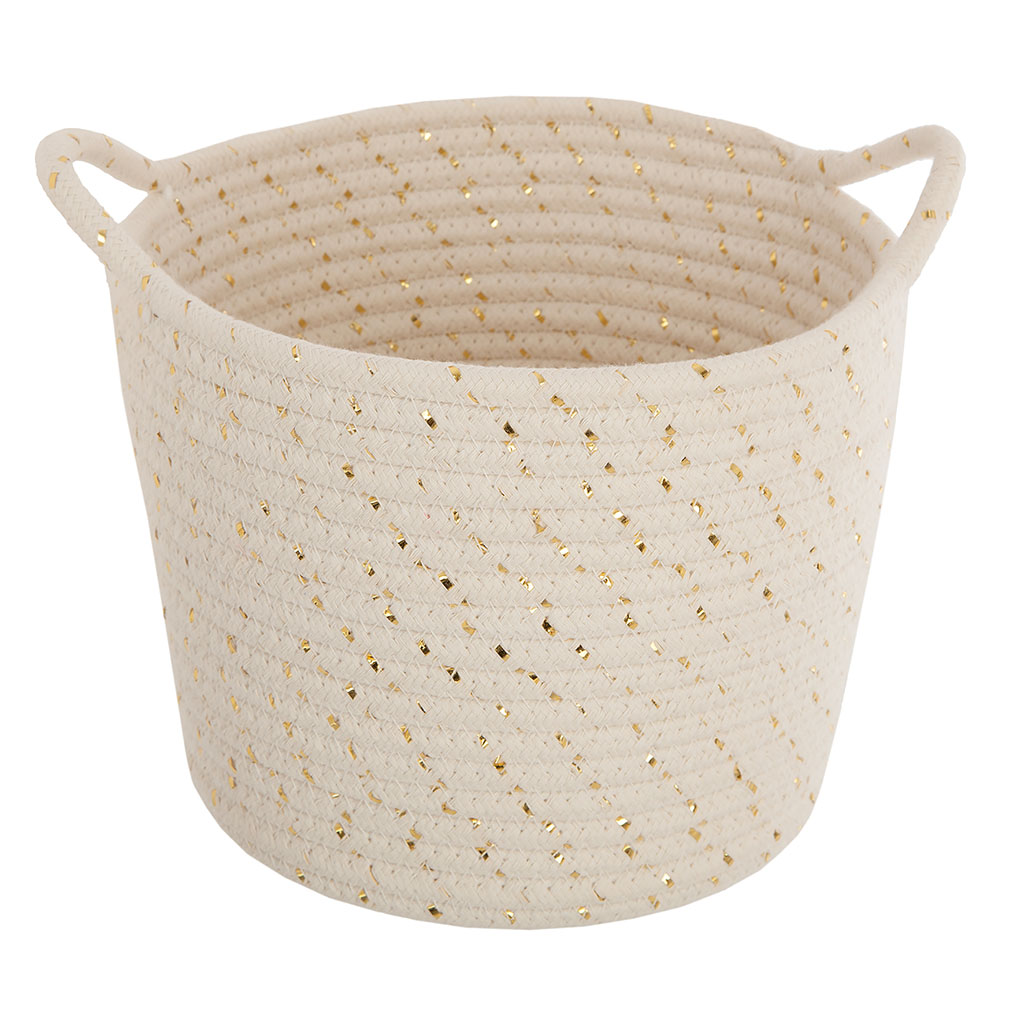 Panier coton beige et lurex doré D 14x20cm