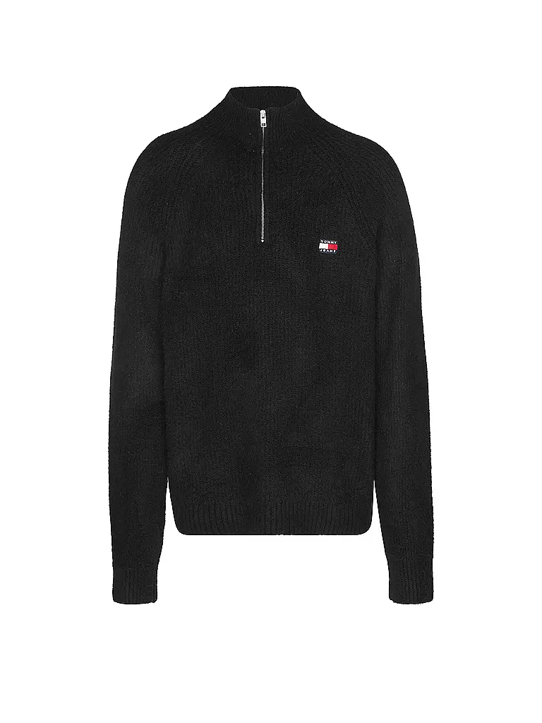 TOMMY JEANS Troyer Pullover schwarz