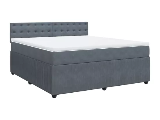 Sommier à lattes de lit et matelas Gris foncé 180x200cm Velours