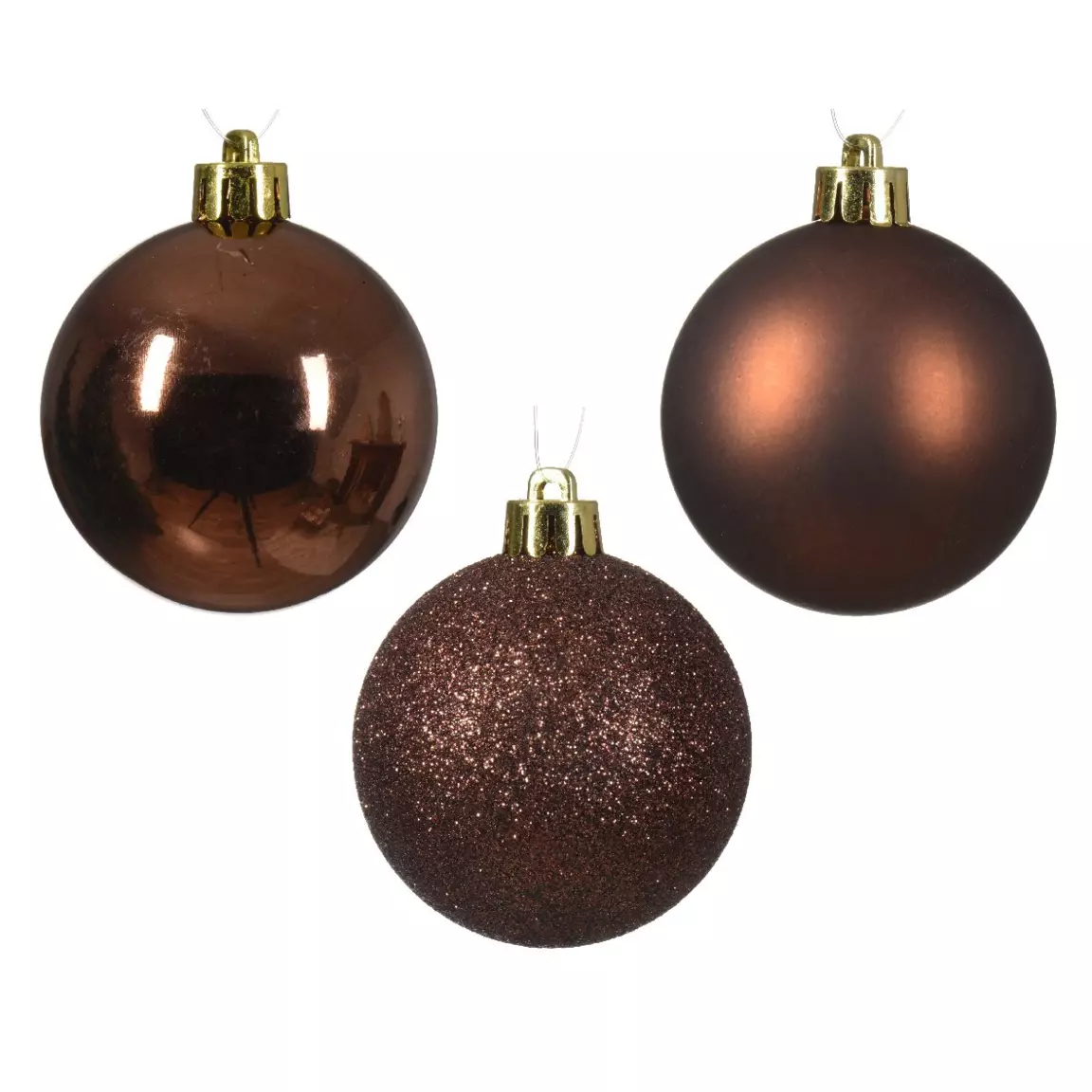 Lot de 30 boules de Noël Alpine assorties Brun café