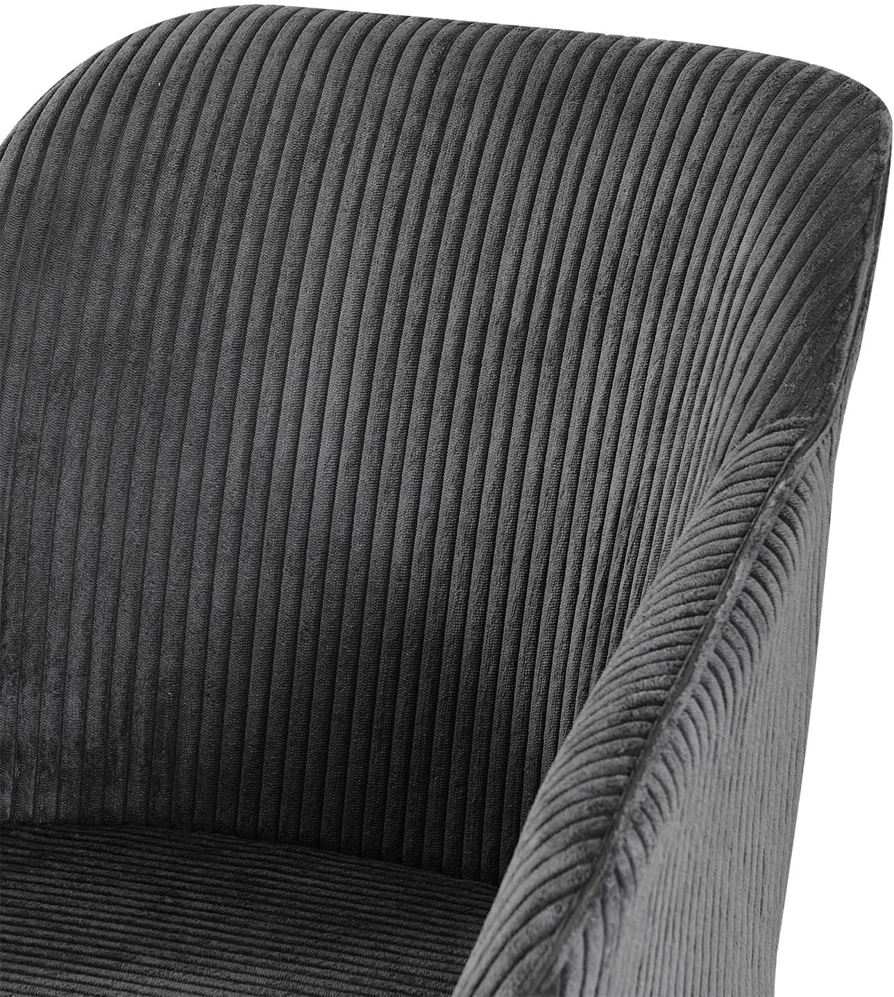 B&D home® Esszimmerstuhl ARVIT drehbar – mit Armlehnen, 360° Drehfunktion, Moderner Cordstoff in Dunkel Grau, Metallgestell schwarz, komfortabel gepolstert