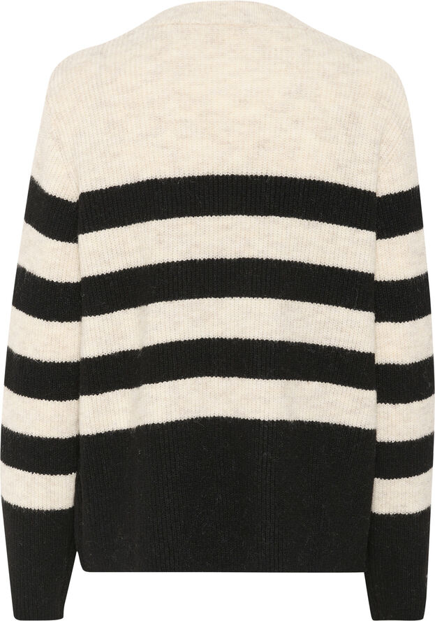 Soaked in Luxury SLSelta Striped Pullover Sandshell w black stripe
