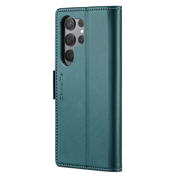 Samsung Galaxy S24 Ultra Leder Tasche Flip Wallet Etui mit Kartenfächern Litchi Look (RFID Schutz) - Grün