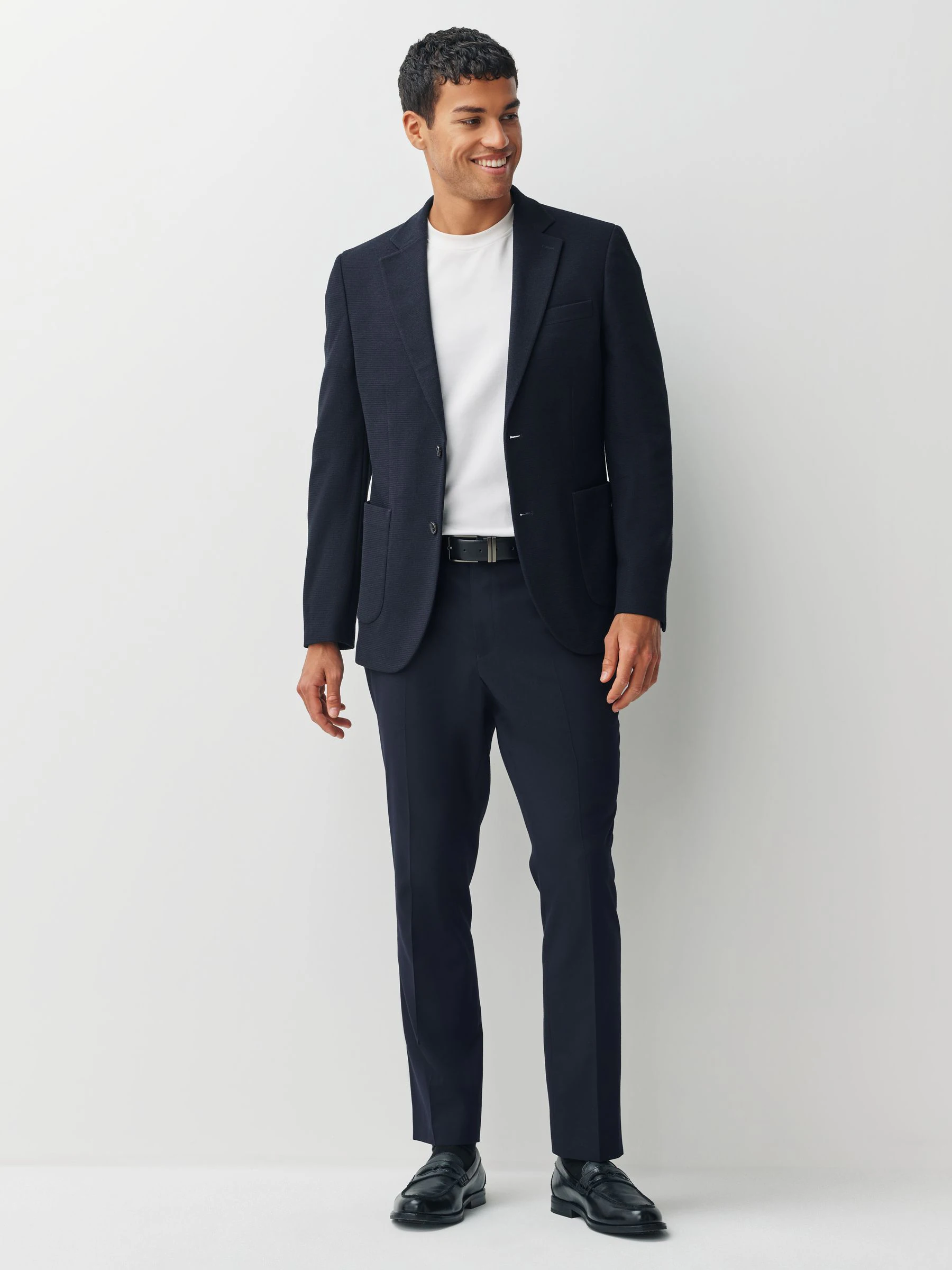 Donkerblauw - Motionflex Stretch Textured Jersey Blazer