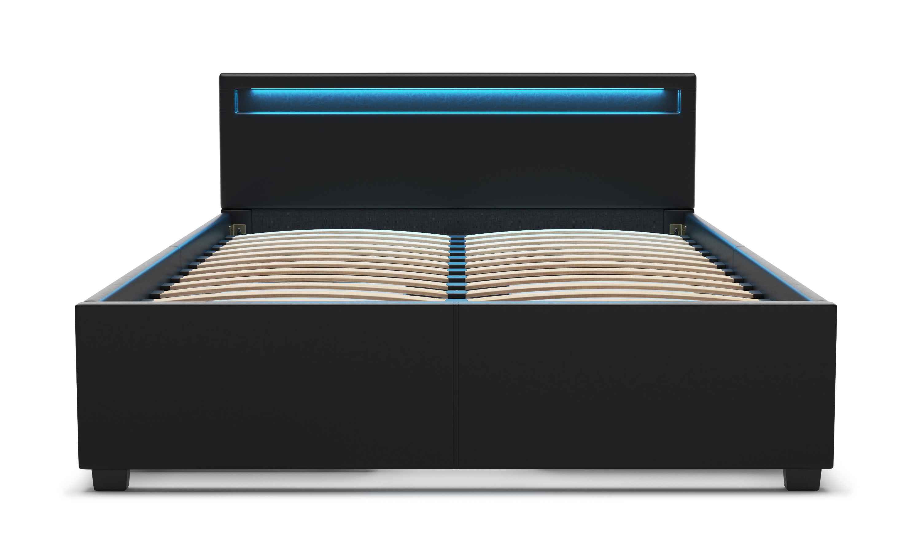 Lederbett LED TRANCE 140 x 200 cm schwarz