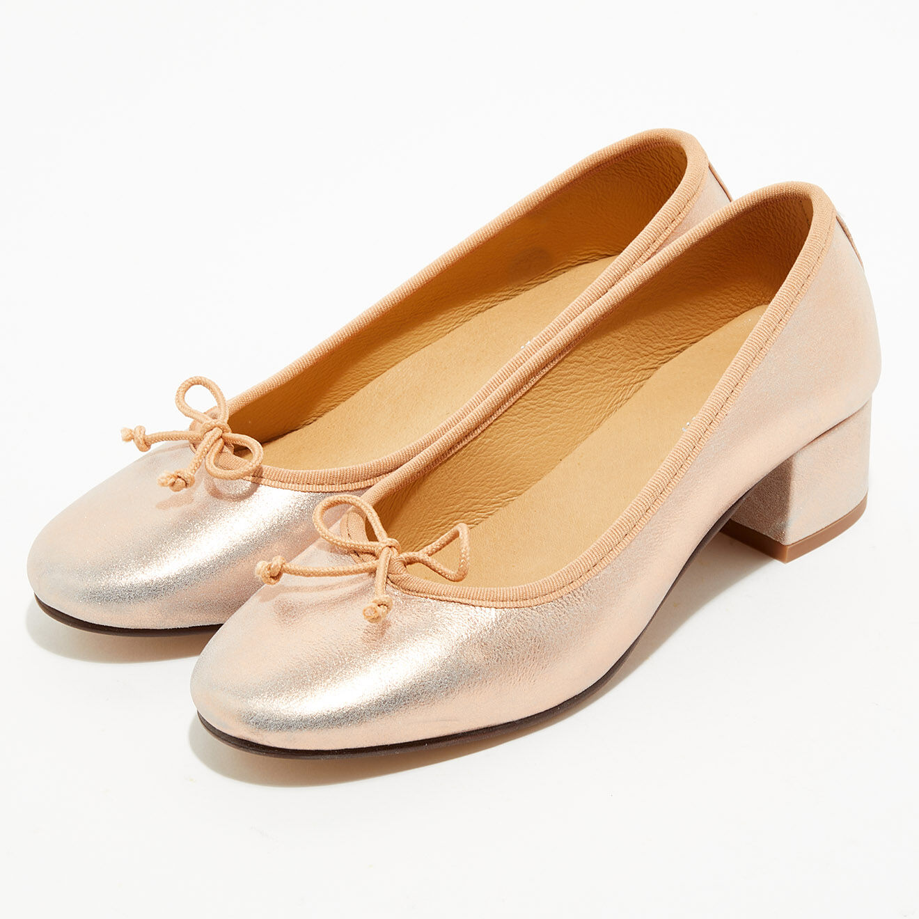 Quartier Latin Ballerines trotters en Cuir irisé Diane roses - Talon 4 cm