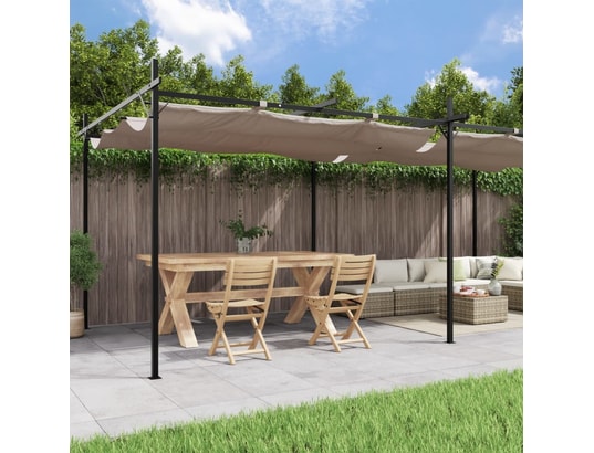 VIDAXL - Pergola avec toit rétractable taupe 589x292x230 cm