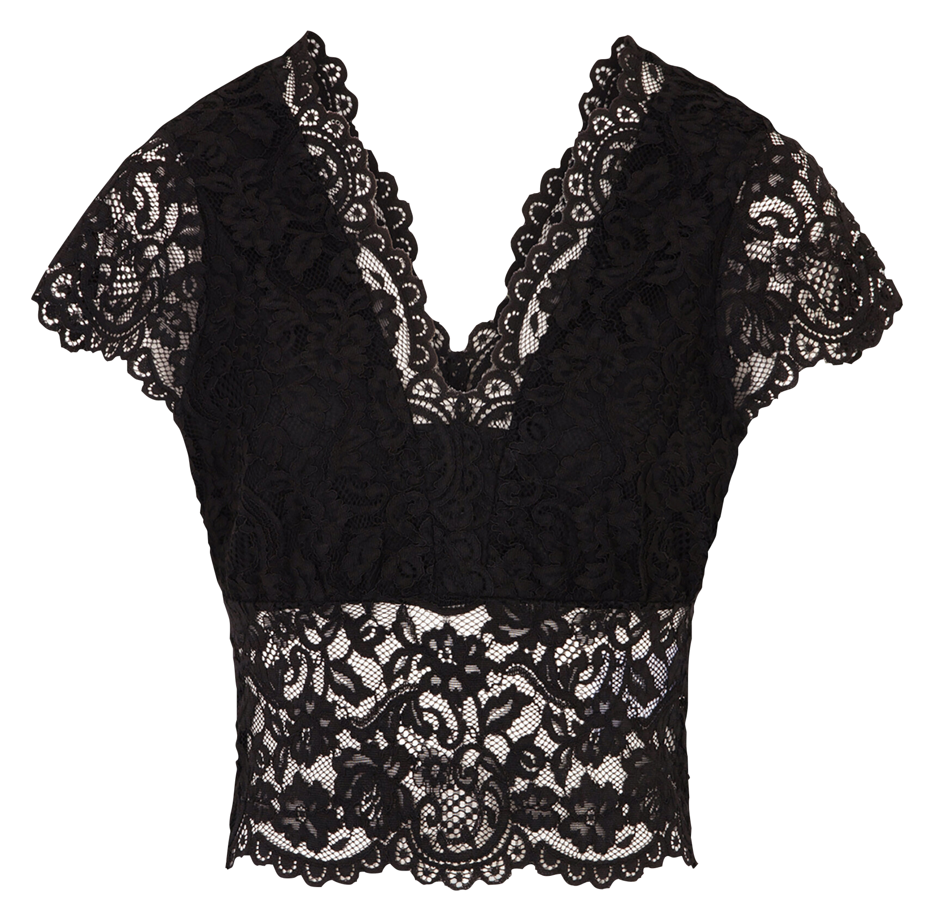 DANSA - Top col V en dentelle | Noir
