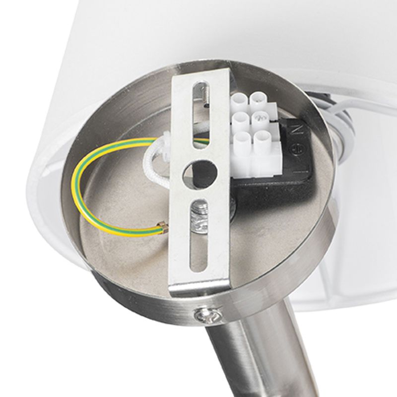Moderne wandlamp staal met witte kap - Pluk