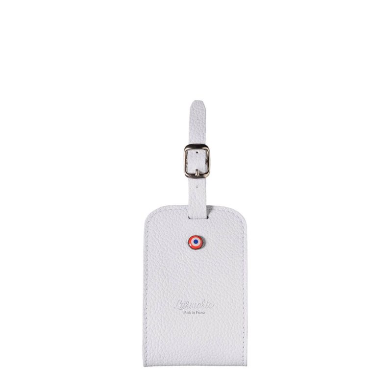 Porte-étiquette Jules en cuir grainé Flocon Blanc