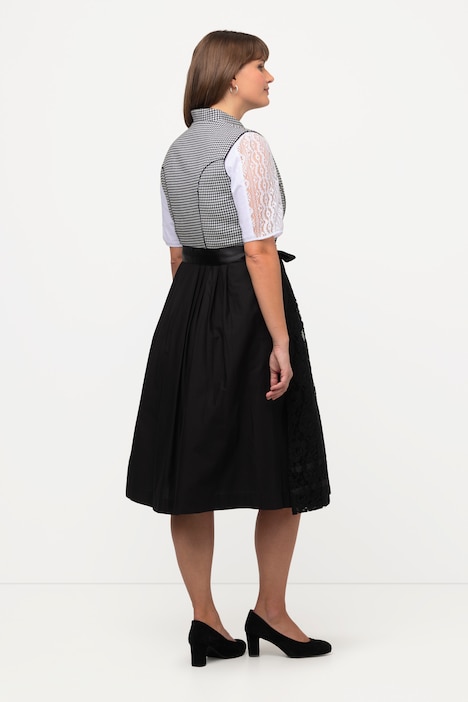 Dirndl, Hahnentrittmuster, V-Ausschnitt, ärmellos