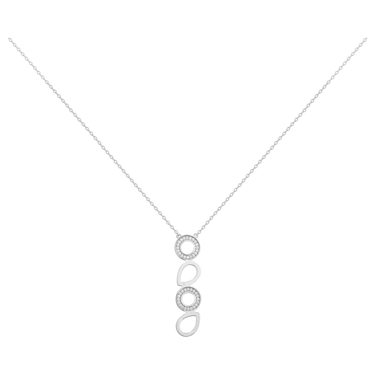 Collier mono-motif en Argent avec oxyde de zirconium blanc