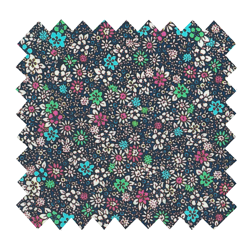 Tissu Coton Au Mètre Milli Fleurs Vert Azur