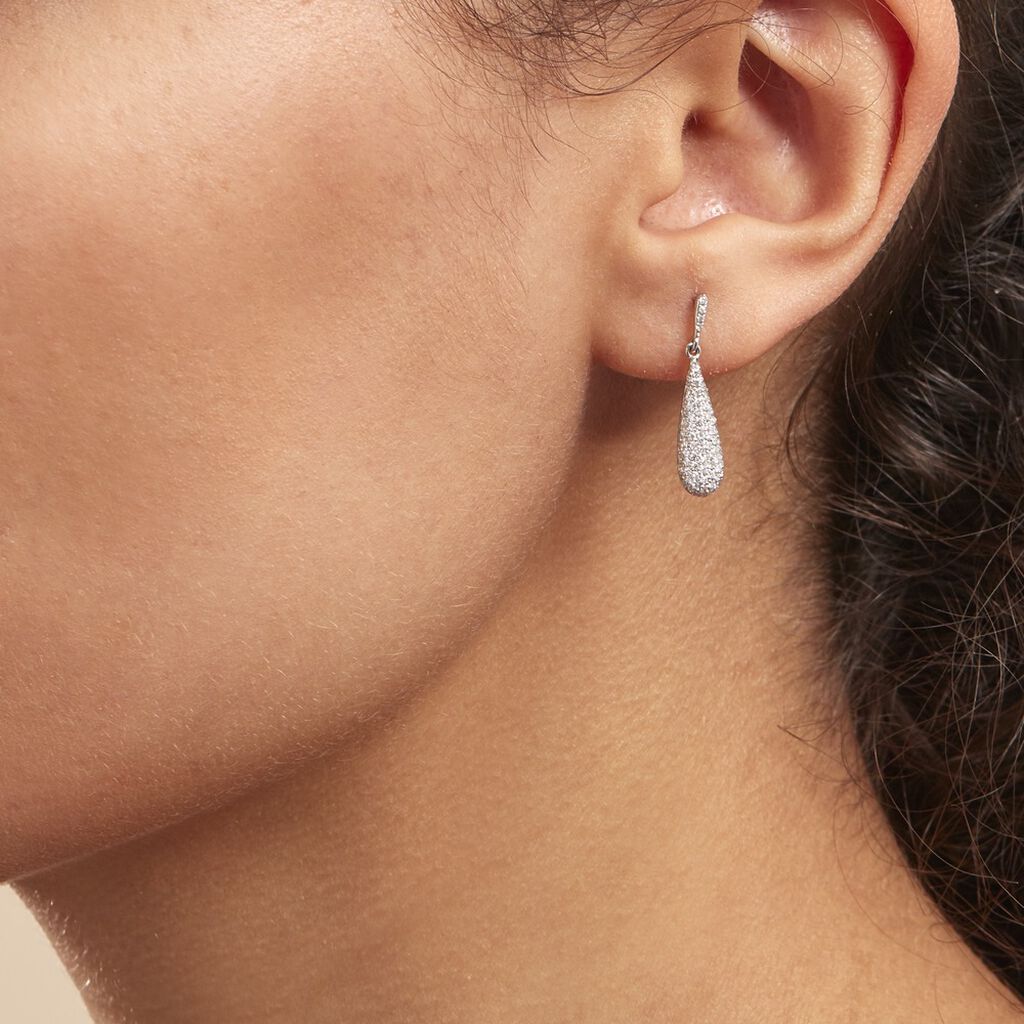 Boucles D'oreilles Puces Celine Or Blanc Diamant
