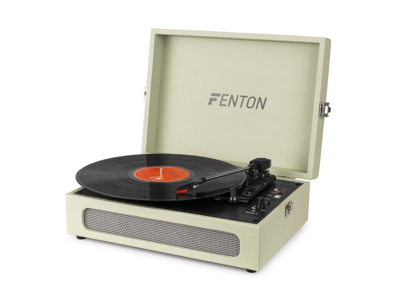 Fenton Plattenspieler mit Bluetooth RP118X Grün Hochwertiger Plattenspieler im Kofferdesign