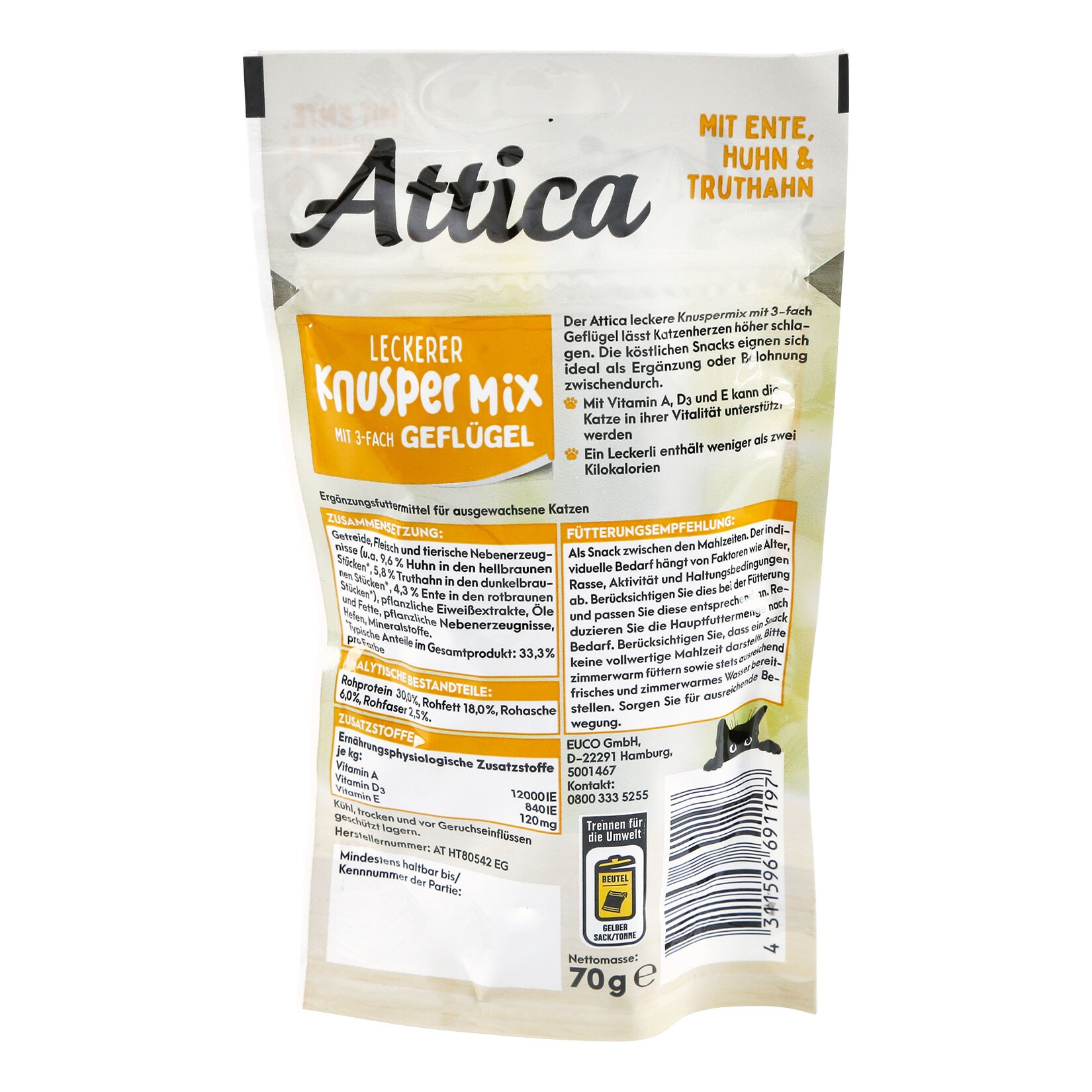 Attica Knuspermix Geflügel 70 g, 18er Pack