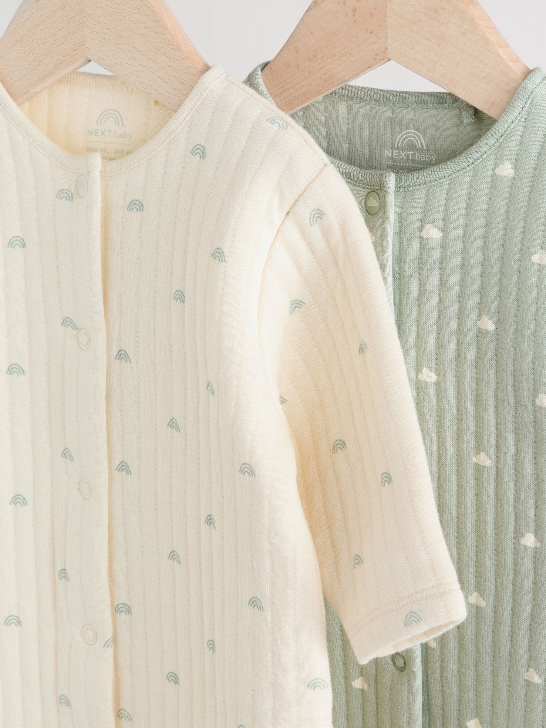 Grijs-groen - Baby Quilted Sleepsuits 2 Pack
