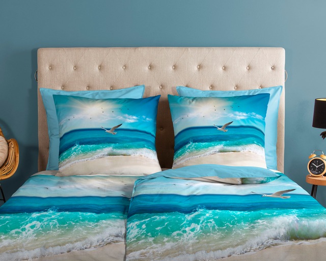 good morning Wendebettwäsche »Sealife« 2 Stk. tlg. 100% Baumwolle, 135x200, Reissverschluss, Wendeoptik, Strand Meer, Blau